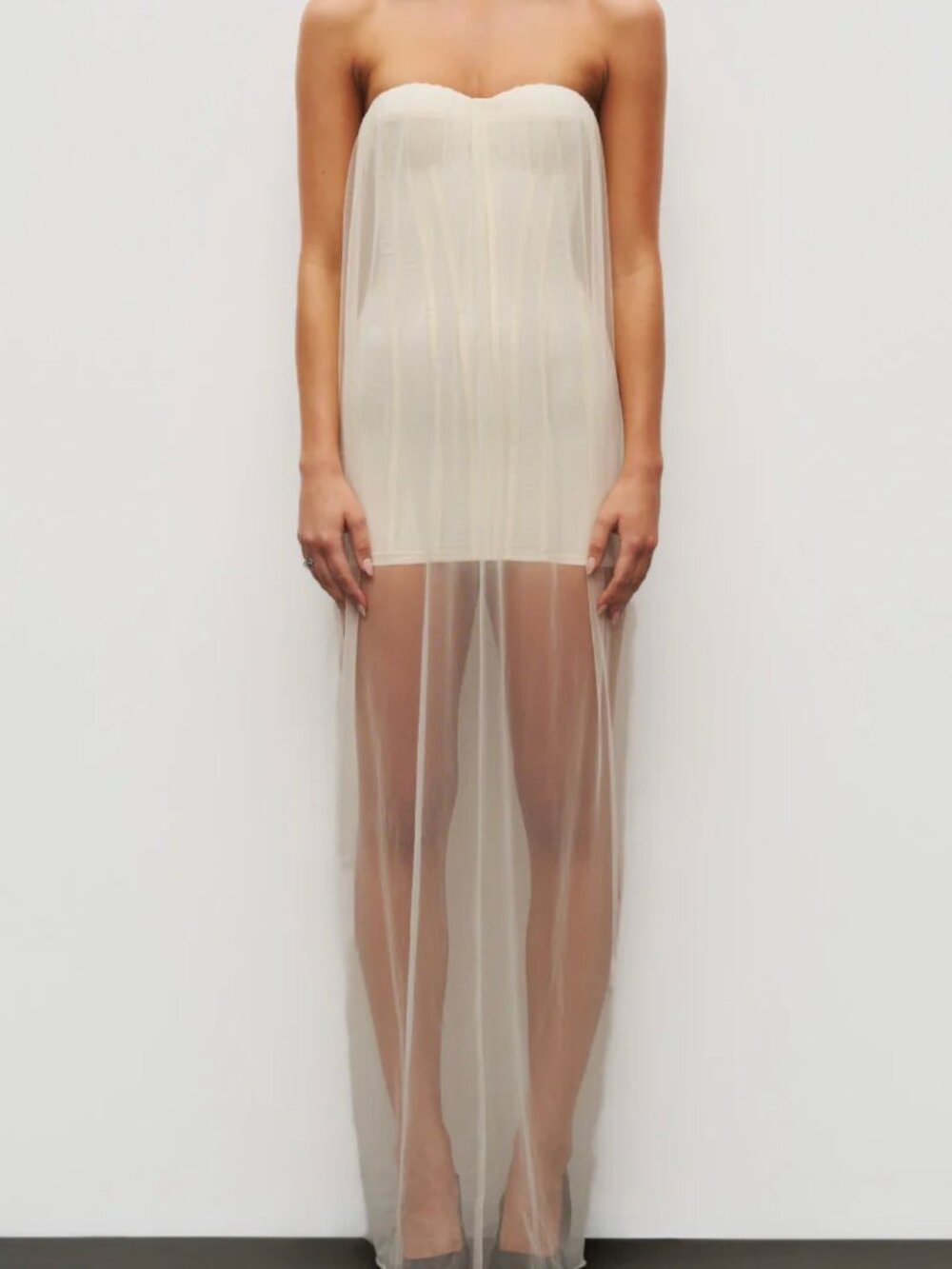 The Sheer Corset Dress - SCULPTING CREPE AND CHIFFON CORSET DRESS (NWT)